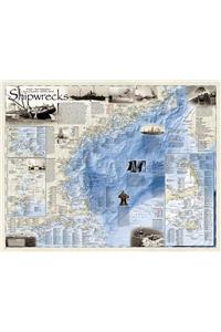 National Geographic: Shipwrecks of the Northeast Wall Map - Laminated (36 X 28 Inches)