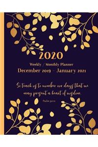 2020 Planner - Weekly and Monthly December 2019 - January 2021