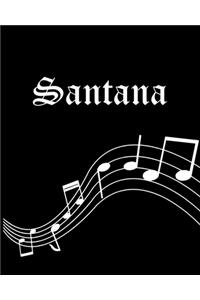 Santana: Sheet Music Note Manuscript Notebook Paper - Personalized Custom First Name Cover - Musician Composer Instrument Composition Book - 12 Staves a Page