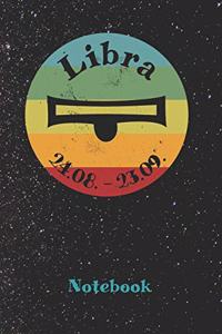 Zodiac Sign Libra Retro Notebook