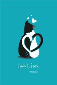 Besties Notebook, Blank Write-in Journal, Dotted Lines, Wide Ruled, Medium (A5) 6 x 9 Inches (Royal Blue)