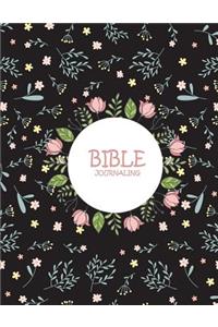 Bible Journaling: Black Flower, Prayer Log, A Christian Notebook Large Print Bible 8.5" x 11" Gratitude & Scripture Journaling Bible Art Journaling Ideas Notes (Wonde