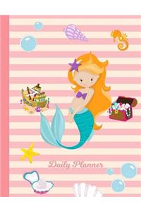 Daily Planner: 2019 - 2020 Mermaid Keyla Yearly Planner Pink Seashell Cover I January 19 - December 19 Writing Notebook Plan Days, Set Goals & Get Stuff Done