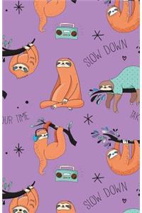 Journal Notebook For Animal Lovers Sloth Pattern On Mauve
