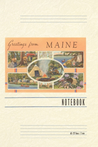 Vintage Lined Notebook Greetings from Maine, Scenes