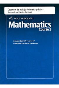 Holt McDougal Mathematics Course 2, Spanish: Cuaderno de Trabajo de Tarea Y Practica (Homework & Practice Workbook) Course 2