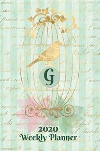 Plan On It 2020 Weekly Calendar Planner 15 Month Pocket Appointment Notebook - Gilded Bird In A Cage Monogram Letter G