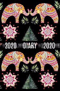 2020 Daily Diary Journal, Watercolor Indian Elephants