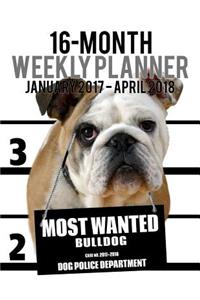 Most Wanted Bulldog 2017-2018 Weekly Planner - 16 Month