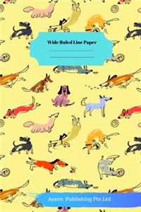 Dog Sloth Theme Wide Ruled Line Paper