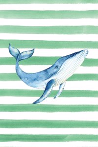 Blue Whale Watercolor Stripe Journal, Narrow Ruled