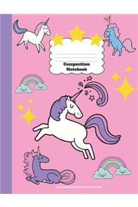 Unicorn Composition Notebook Wide Ruled, Back To School