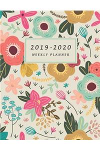 2019-2020 Weekly Planner: Large Two Year Planner with Floral Cover and Coloring Pages (Volume 5)