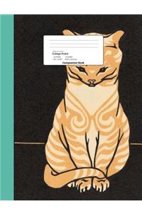 Tabby Cat Theme College Ruled Composition Book