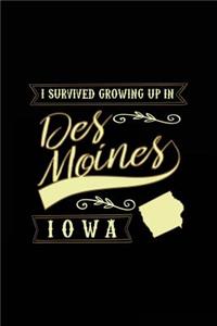 I Survived Growing Up In Des Moines Iowa: Lined Travel Notebook Journal