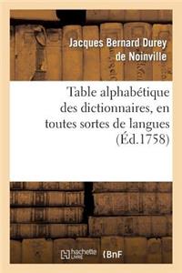 Table Alphabétique Des Dictionnaires, En Toutes Sortes de Langues & Sur Toutes Sortes de Sciences