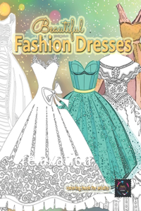 Beautiful fashion dresses coloring book for