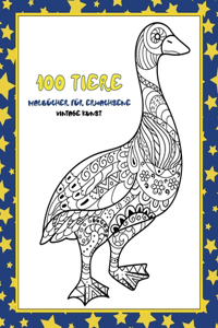 Malbücher für Erwachsene - Vintage Kunst - 100 Tiere