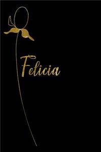 Felicia: Personalized Writing Journal for Women - Elegant Black and Gold