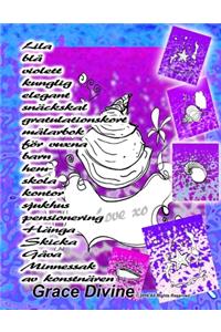 Lila blå violett kunglig elegant snäckskal gratulationskort målarbok för vuxna barn hem- skola kontor sjukhus pensionering Hänga Skicka Gåva Minnessak av konstnären Grace Divine