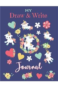 Draw and Create Journal - For Girls - Unicorn Blue - K-2