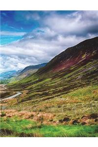 Scottish Highlands Notebook Large Size 8.5 x 11 Ruled 150 Pages