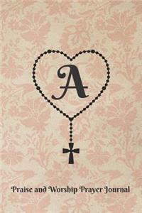 Letter a Personalized Monogram Praise and Worship Prayer Journal - Rosary Cross