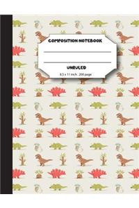 Composition notebook unruled 8.5 x 11 inch 200 page, cute dino pattern