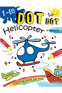 1-10 Dot to Dot Helicopter and Friends Coloring book for kids