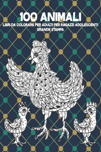 Libri da colorare per adulti per ragazzi adolescenti - Grande stampa - 100 Animali