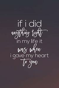 If I Did Anything Right In My Life It Was When I Gave My Heart To You