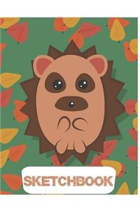 Sketchbook: Cute Hedgehog Sketchbook for Kids Animal Lovers to Sketching, Whiting, Drawing, Journaling and Doodling (8.5x11) 120 Blank Pages for Children (Green