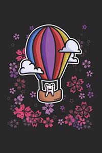 Hot Air Balloon Flower Cat Notebook