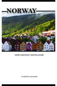 Norway Note Monthly 2020 Planner 12 Month Calendar