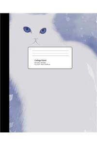 College Ruled: 120 Sheets, 240 Pages White Cat Blue Eyes Composition Book