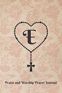 Letter E Personalized Monogram Praise and Worship Prayer Journal - Rosary Cross