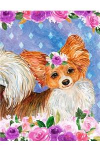 My Big Fat Journal Notebook For Dog Lovers Papillon In Flowers