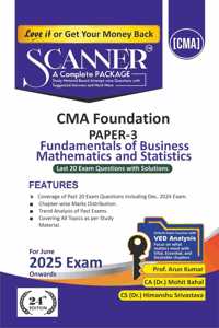 Fundamentals of Business Mathematics and Statistics (Paper 3 | CMA Foundation) Scanner- Including questions and solutions | For June 2025 Exam | Green Edition