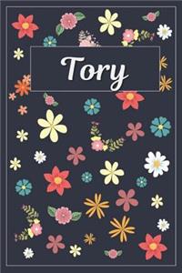 Tory: Lined Writing Notebook with Personalized Name 120 Pages 6x9 Flowers