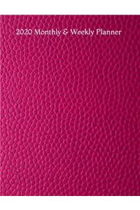 2020 Monthly & Weekly Planner: Pink Faux Leather Minimalist