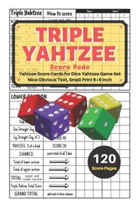 Triple yahtzee score pads
