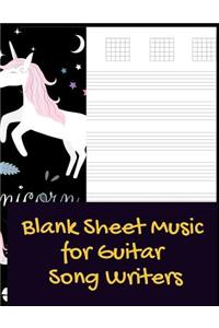 Blank Sheet Music for Guitar Song Writers