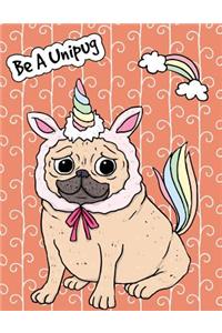 Big Fat Bullet Journal Notebook for Dog Lovers Unicorn Pug - Orange