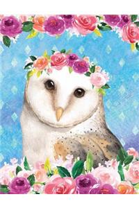 My Big Fat Journal Notebook For Bird Lovers Owl In Flowers: 300 Plus Pages, Jumbo Sized Plain, Blank Unlined Journal Notebook For Journaling, Writing, Planning and Doodling In Large 8.5 by 11 Size