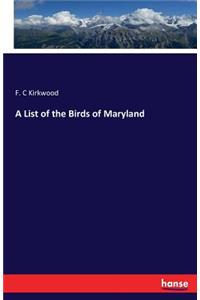 List of the Birds of Maryland