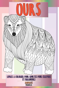 Livres à colorier pour adultes pour crayons et marqueurs - Mandala - Animaux - Ours