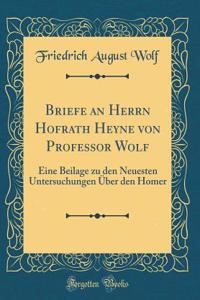 Briefe an Herrn Hofrath Heyne von Professor Wolf: Eine Beilage zu den Neuesten Untersuchungen Über den Homer (Classic Reprint)