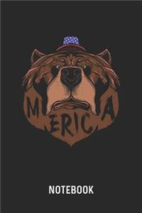 Merica Notebook: Blank & Lined Patriotic Grizzly Bear Journal (6" x 9") For Every American Patriot