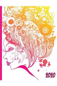 Colorful Woman and Hair Doodle