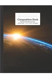 Composition Book Planet Earth Space Sunrise Wide Rule